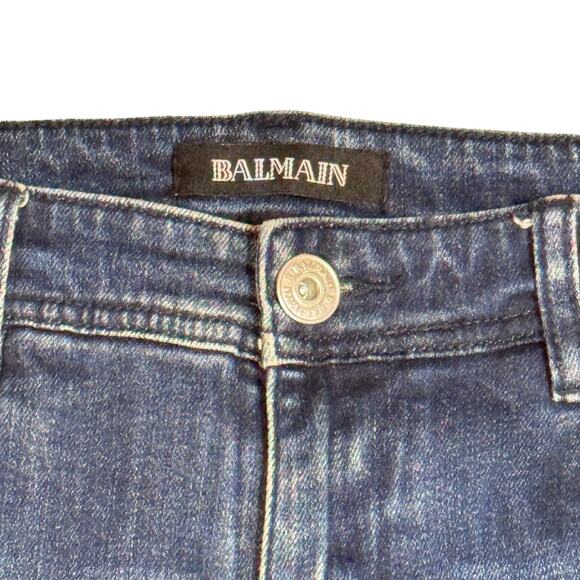 BALMAIN Paris Men's Medium Wash Distressed Denim Slim Fit Jeans Size 34 x 32 - Picture 5 of 13